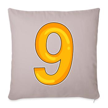 Number 9 - Nine - 9 motif in yellow - Sofa pillow with filling 45cm x 45cm - light taupe - Front
