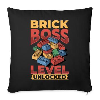 Building Blocks Kids Brick Builder - Sofa pillow with filling 45cm x 45cm - black - Front