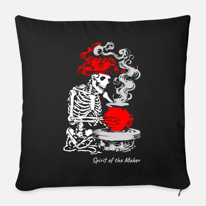 Der Geist des Schöpfers – Skelett-Handwerksdesign - Sofakissen mit Füllung 45 x 45 cm - Schwarz