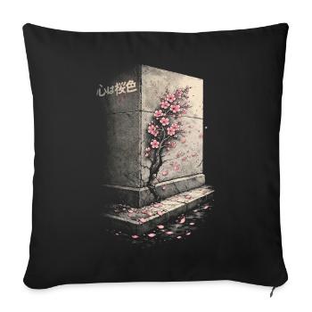 Cherry Blossom Sakura Cherry Blossom - Sofa pillow with filling 45cm x 45cm - black - Front