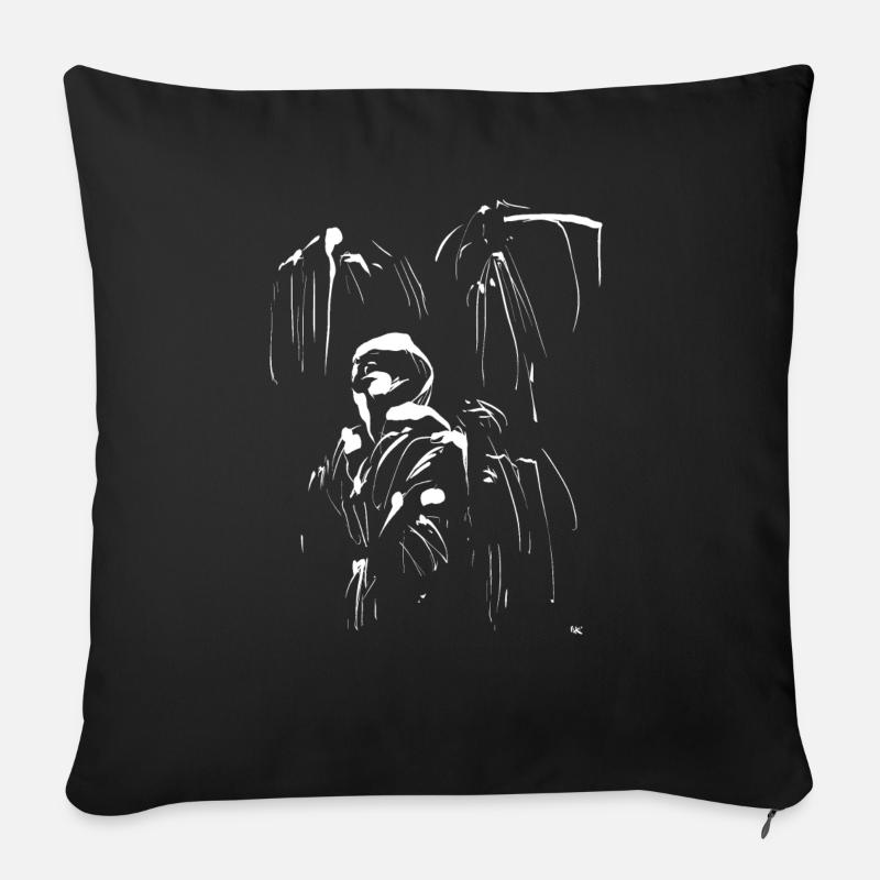 Minimal Manga / Ninja Figur ABSTRAKT - Sofakissen mit Füllung 45 x 45 cm - Schwarz