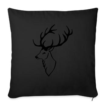Deer head - Sofa pillow with filling 45cm x 45cm - black - Front