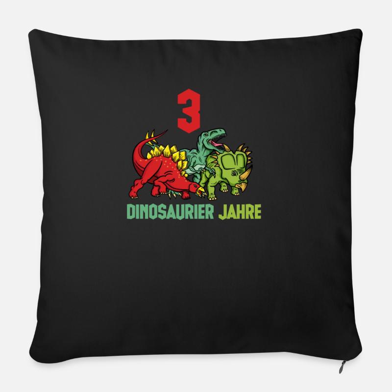 Dinosaurier 3 Jahre Junge geburtstag - Sofakissen mit Füllung 45 x 45 cm - Schwarz