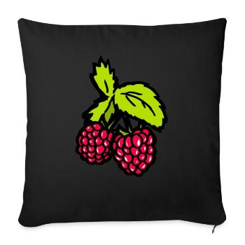 Raspberries Red fruits funny gift idea fruit - Sofa pillow with filling 45cm x 45cm - black - Front