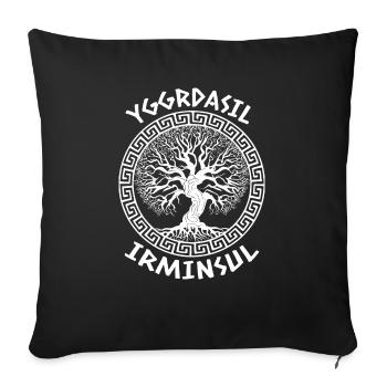 Viking Yggdrasil Irminsul - Coussin et housse de 45 x 45 cm - noir - Devant