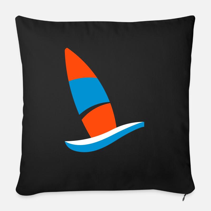 Logo de planche à voile - Coussin et housse de 45 x 45 cm - noir