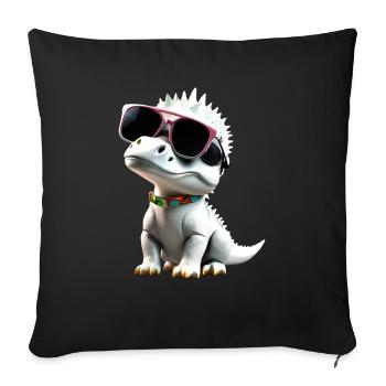 Weißer Dinosaurier mit Sonnenbrille – Cooler Dino - Sofakissen mit Füllung 45 x 45 cm - Schwarz - Vorne