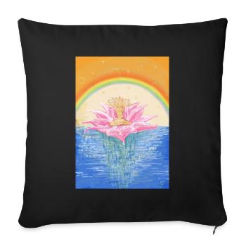Lotos Chakras Méditation - Coussin et housse de 45 x 45 cm - noir - Devant