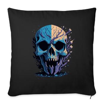 Crâne mort avec une fente au menton - Coussin et housse de 45 x 45 cm - noir - Devant