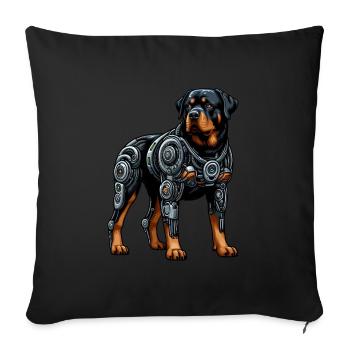 Rottweiler Cyborg Roboter Futuristisch - Sofakissen mit Füllung 45 x 45 cm - Schwarz - Vorne