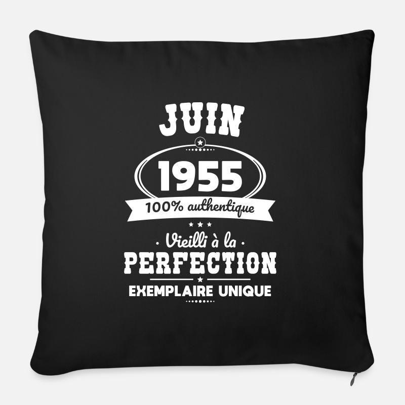 70-jähriges Jubiläum - Juni 1955 Perfektion - Sofakissen mit Füllung 45 x 45 cm - Schwarz