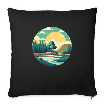 Landscape - Sofa pillow with filling 45cm x 45cm - black - Front