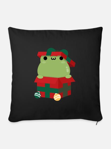 Frosch Weihnachtsgeschenk - Sofakissen mit Füllung 45 x 45 cm - Schwarz