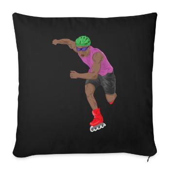 Skate Skating Roller Skating Inline Skates Sport - Sofa pillow with filling 45cm x 45cm - black - Front