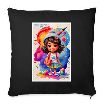 Fashion & More "School Enrollment 2025" 🎒📏🍎😎❣️ - Sofa pillow with filling 45cm x 45cm - black - Front