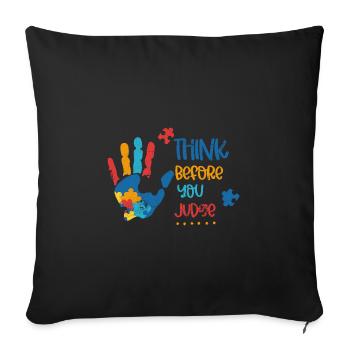 AFTER THINKING BEFORE JUDGING HAND PUZZLE MOTIFS VERDICT - Sofa pillow with filling 45cm x 45cm - black - Front