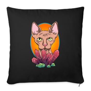 Sphinx de chat - Coussin et housse de 45 x 45 cm - noir - Devant