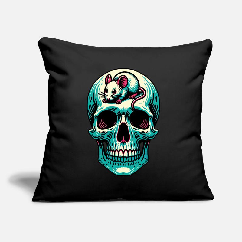 Skull with funny mouse on forehead Sofa pillow with filling 45cm x 45cm