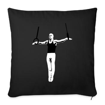 Gymnasts on Rings, Gymnastics - Men's Gymnastics - Sofa pillow with filling 45cm x 45cm - black - Front