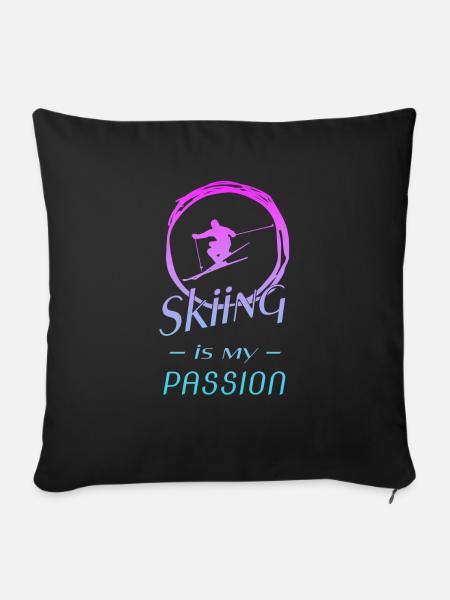 skiing - Sofakissen mit Füllung 45 x 45 cm - Schwarz