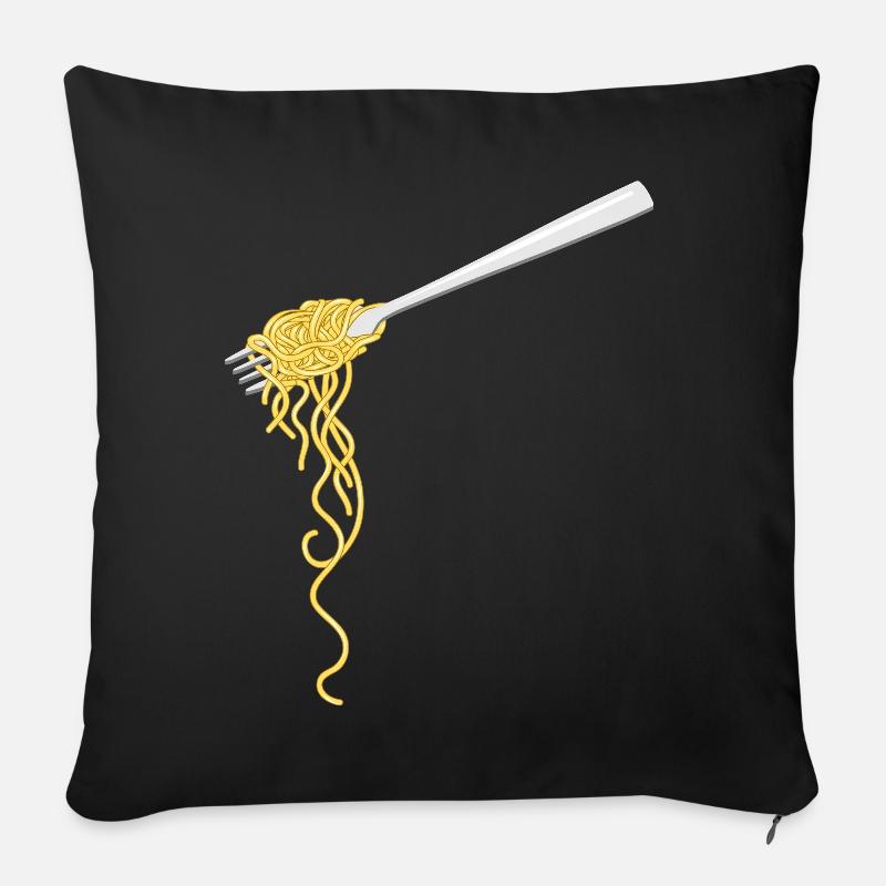 Spaghetti Pasta auf einer Gabel - Sofakissen mit Füllung 45 x 45 cm - Schwarz