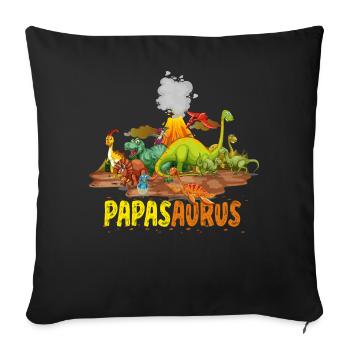 Papasaurus père de papa dinosaure rétro drôle - Coussin et housse de 45 x 45 cm - noir - Devant