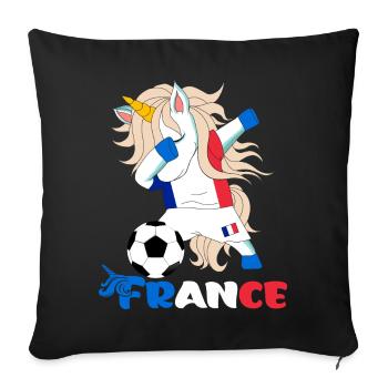 Drôle Dabbing Unicorn Supporter L'équipe de France - Coussin et housse de 45 x 45 cm - noir - Devant