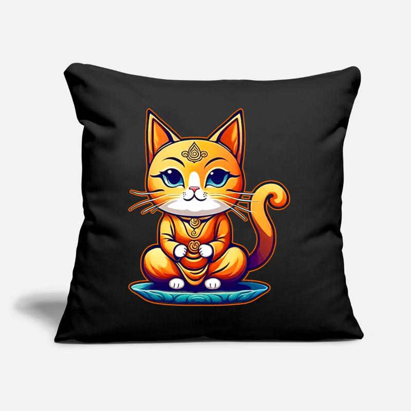 Chat mignon en position de yoga de Bouddha Coussin et housse de 45 x 45 cm