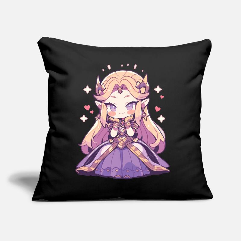 Princesse Chibi mignonne - Conception de conte de fées mignon Coussin et housse de 45 x 45 cm