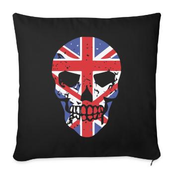 Skull with Union Jack Overlay - Sofa pillow with filling 45cm x 45cm - black - Front