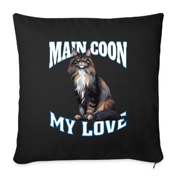 Maine Coon Elegance ; Exclusive Cat Design - Sofa pillow with filling 45cm x 45cm - black - Front
