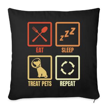 Essen Schlafen Tiere behandeln - Sofakissen mit Füllung 45 x 45 cm - Schwarz - Vorne