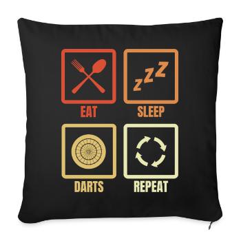 Manger des fléchettes pour dormir répéter - Coussin et housse de 45 x 45 cm - noir - Devant