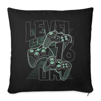 Level Up Retro-Controller Grafik 16. Geburtstag - Sofakissen mit Füllung 45 x 45 cm - Schwarz - Vorne