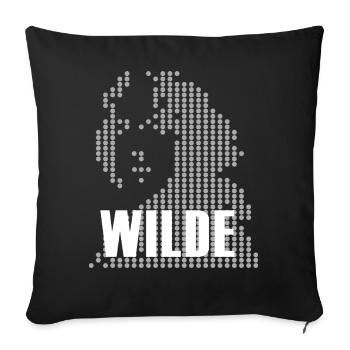 Oscar Wilde Halftone Portrait Logo - Sofa pillow with filling 45cm x 45cm - black - Front
