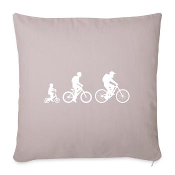 Family on bike - Sofa pillow with filling 45cm x 45cm - light taupe - Front