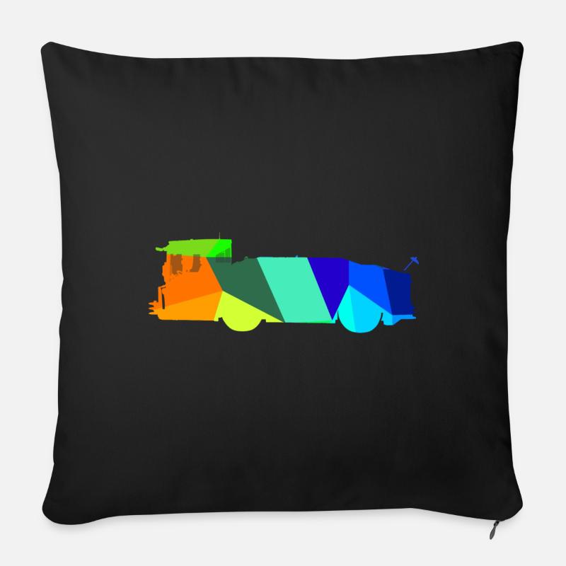 Remorqueur d’avion Rainbow Polygon Runway - Coussin et housse de 45 x 45 cm - noir