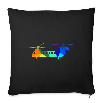 Double hélicoptère Rainbow Airplanes - Coussin et housse de 45 x 45 cm - noir - Devant