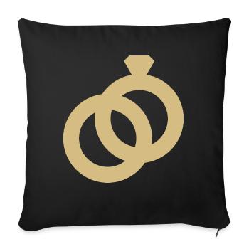 Alliance icône bagues mariage bague cadeau - Coussin et housse de 45 x 45 cm - noir - Devant