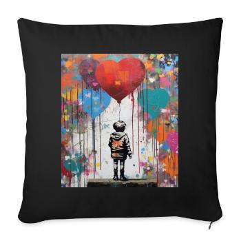 AMOUR DE BALLONS STREET ART - Coussin et housse de 45 x 45 cm - noir - Devant