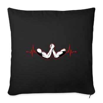 Heartbeat ECG Pulse Wrestling Arm Pusher Fighting Spur - Sofa pillow with filling 45cm x 45cm - black - Front