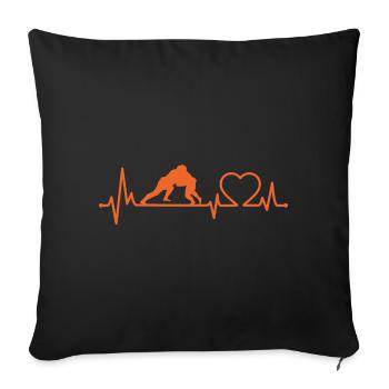 Battement de cœur de sumo - Coussin et housse de 45 x 45 cm - noir - Devant