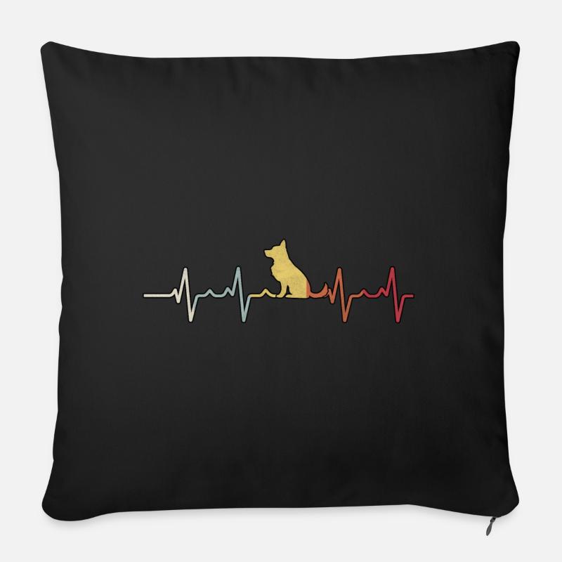 Heartbeat Husky - Sofa pillow with filling 45cm x 45cm - black