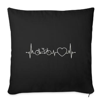 Heartbeat Tandem Bike ECG Pulse Twin Two-Seater - Sofa pillow with filling 45cm x 45cm - black - Front