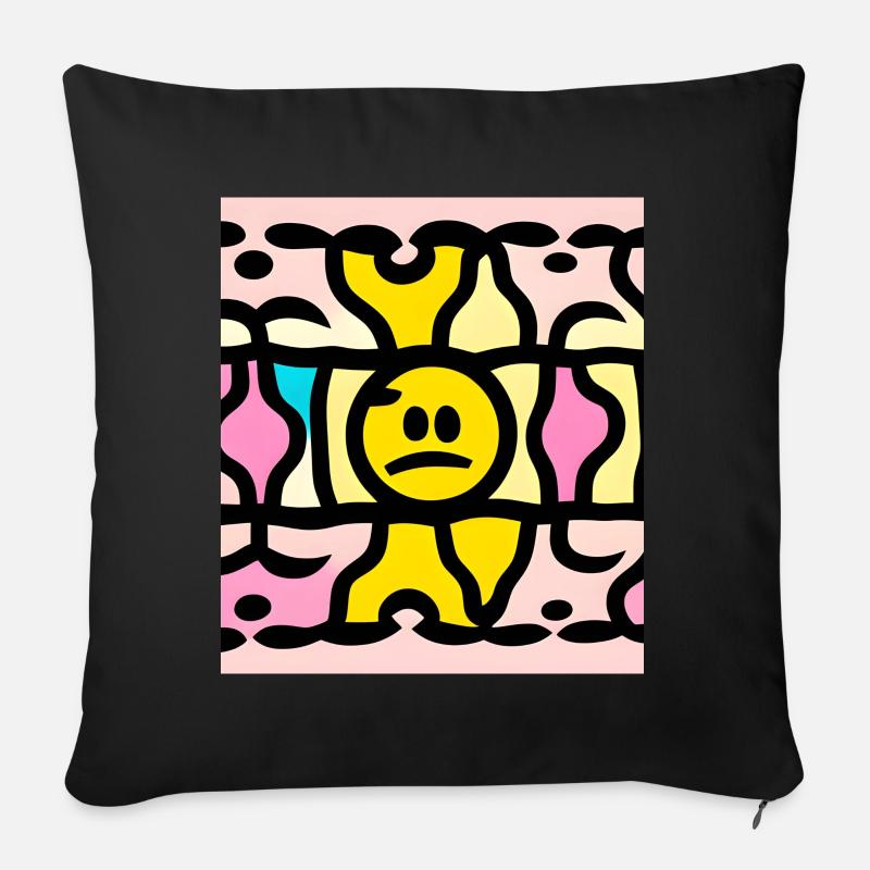 Illustration, Imaginary smile, absurd and unique - Sofa pillow with filling 45cm x 45cm - black