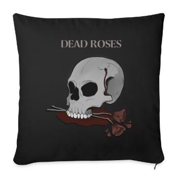 Crâne ensanglanté avec des roses mortes - Coussin et housse de 45 x 45 cm - noir - Devant