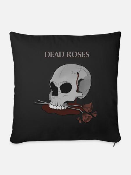 Blutiger Schädel mit toten Rosen - Sofapude med fyld 45 x 45 cm - sort