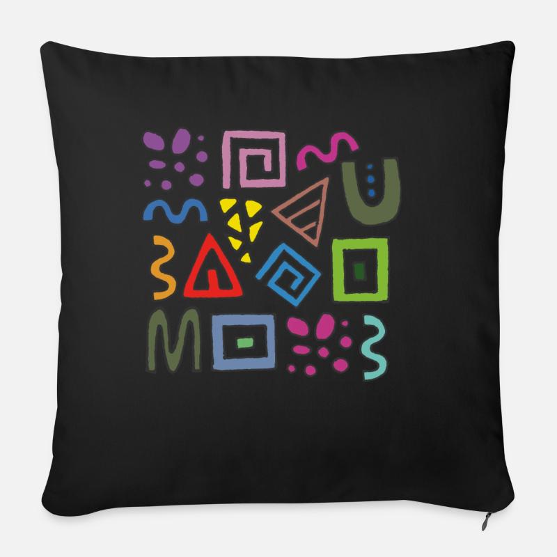 geometric and abstract patterns - Sofa pillow with filling 45cm x 45cm - black