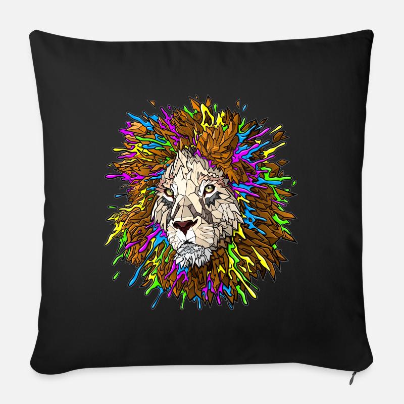 Summerjam Lion No.6 // Graffiti Lion - Sofakissen mit Füllung 45 x 45 cm - Schwarz