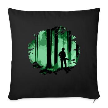 Forestier dans la forêt (vert, motif) - Coussin et housse de 45 x 45 cm - noir - Devant